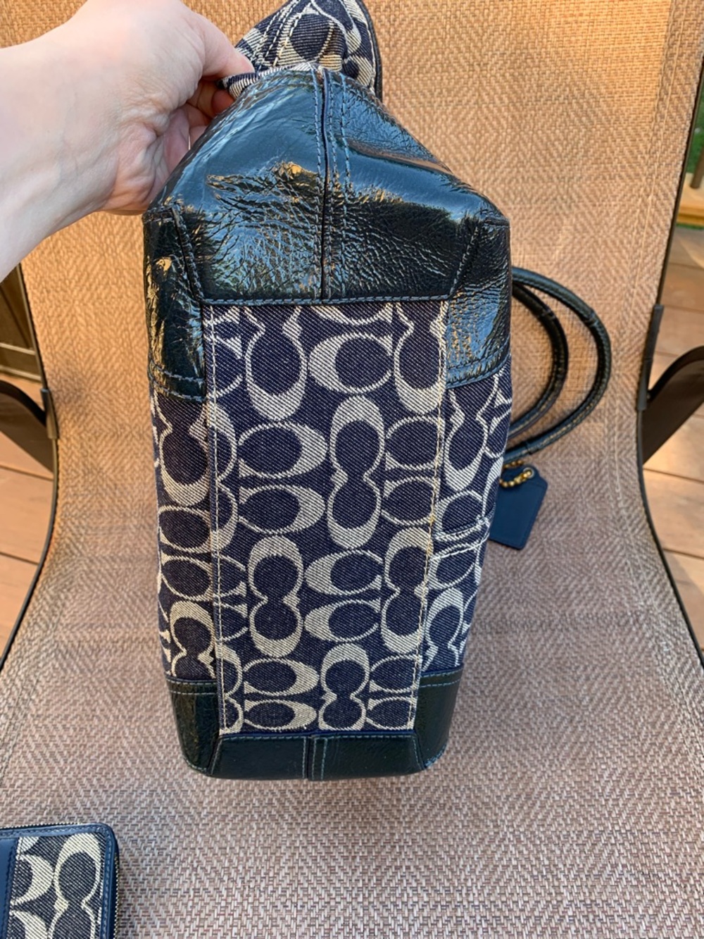 Coach 12573 denim blue and Gray Signature Bleeker Tote Bag with matching wallet - Picture 3 of 16